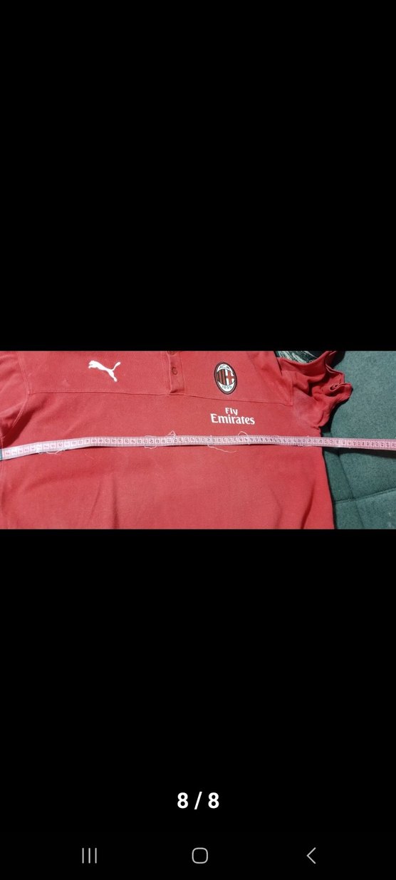 Kırmızı Puma AC Milan Düğmeli Spor Tişört - Görsel 4