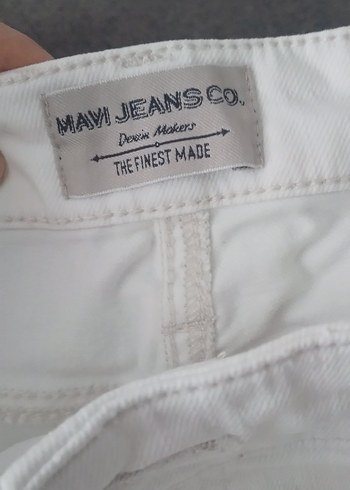 Beyaz  Kemerli Kumaş Pantolon - Görsel 3