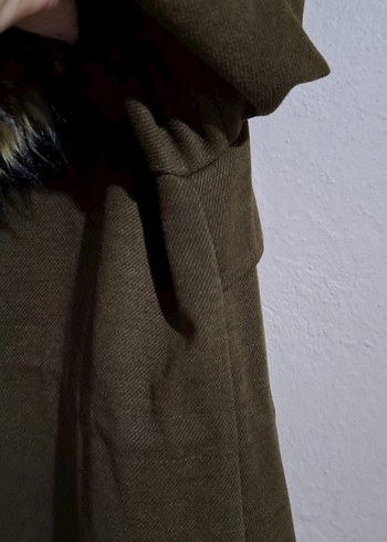 Kadın Haki Süet Fermuarlı Uzun Kaban - Görsel 3