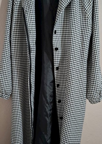 Düğmeli Gri Uzun Kadın Kaban - Görsel 2