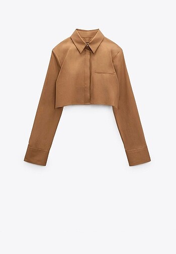 Zara poplin crop gömlek
