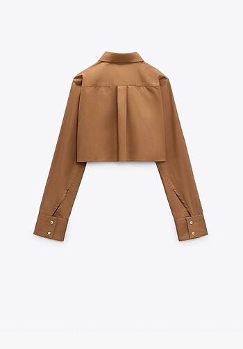 s Beden Zara poplin crop gömlek