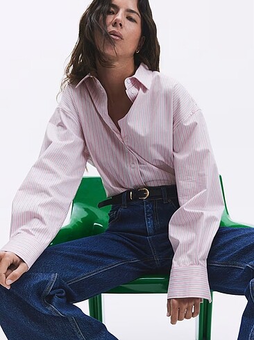 xs Beden H&M çizgili pembe gömlek