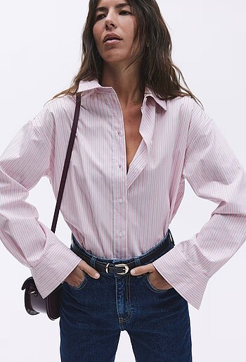 H&M H&M çizgili pembe gömlek