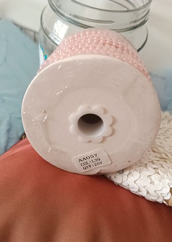 Beden Pembe Boncuklu El İşi Şerit