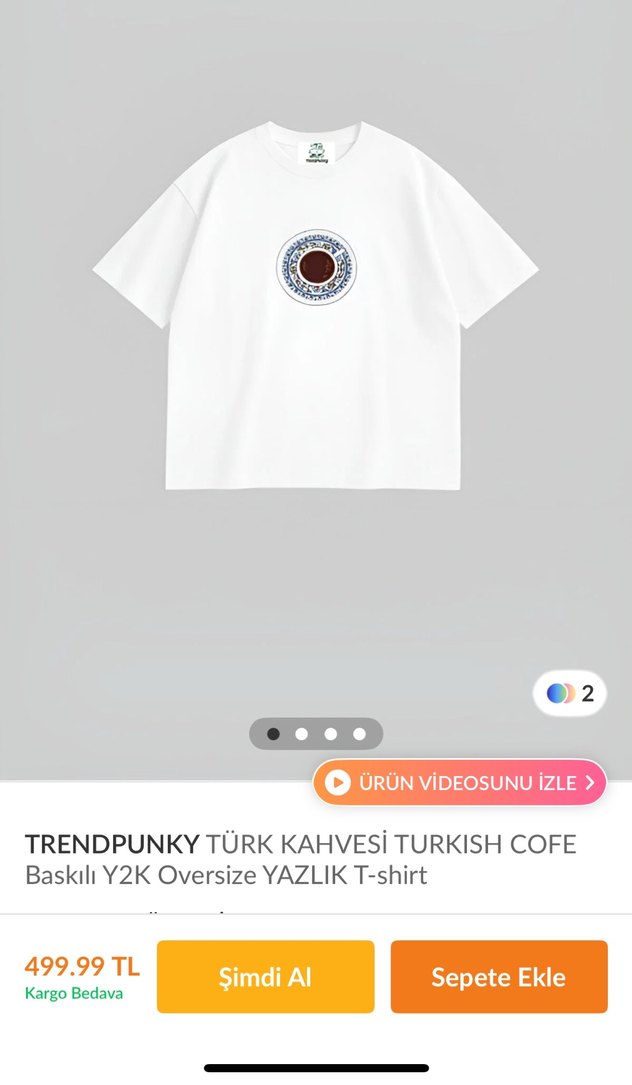 Oversize Turk kahvesi desenli y2k tisort - Görsel 4