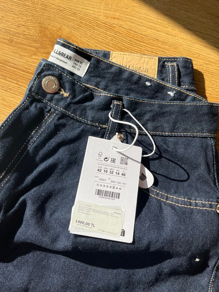 Kadın Lacivert Kısa Denim Şort pull&bear yeni sezon vintage - Görsel 3