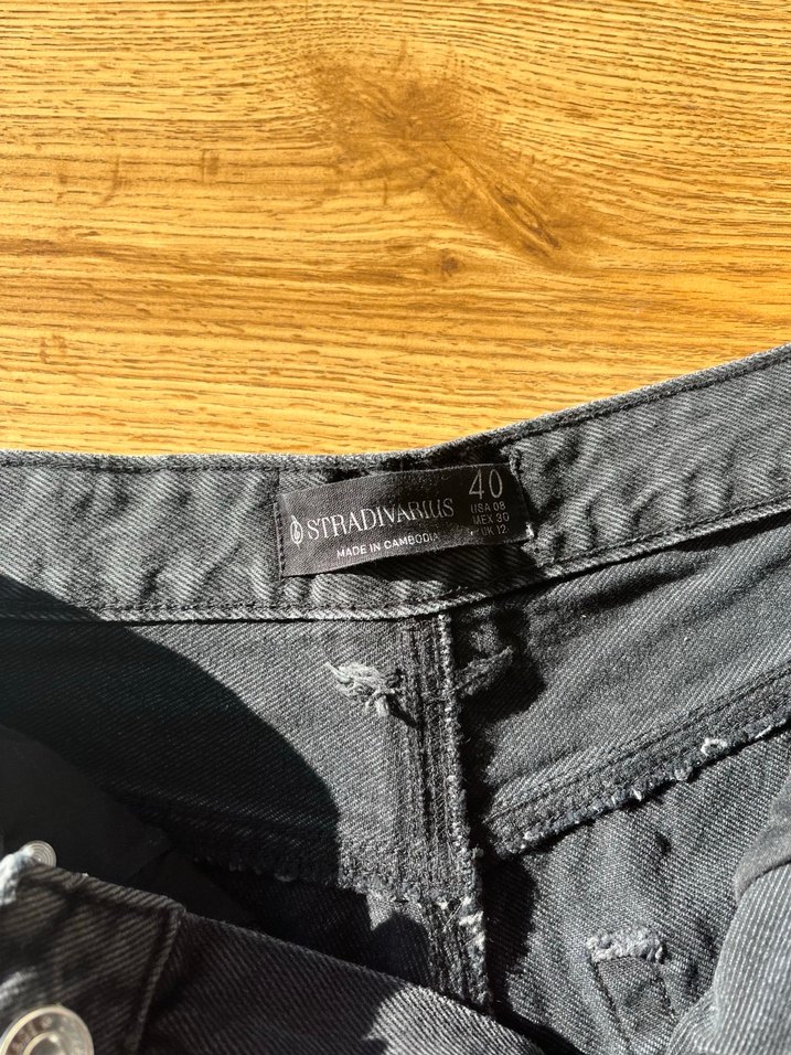 Gri Mini Denim Şort, Rahat Kesim stradivarius D75 - Görsel 4