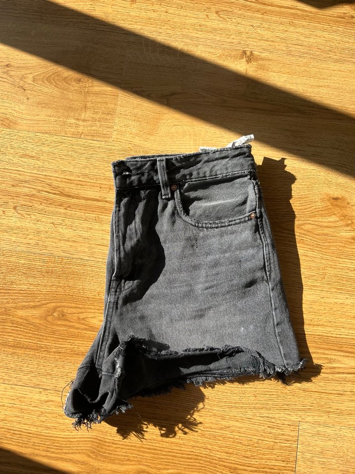 Gri Mini Denim Şort, Rahat Kesim stradivarius D75 - Görsel 5