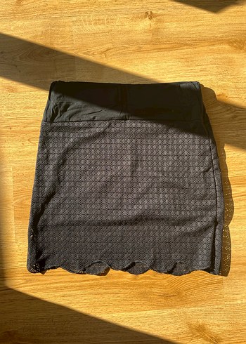 Dantel Detaylı Siyah Mini Etek Dantelli astarli diz ustu gunluk - Görsel 2