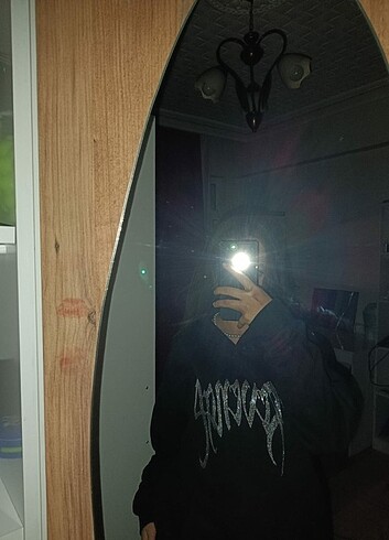 s Beden siyah Renk Taşlı sweatshirt