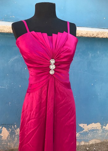 Fuşya Drapeli Uzun Abiye Elbise 36 beden - Görsel 5