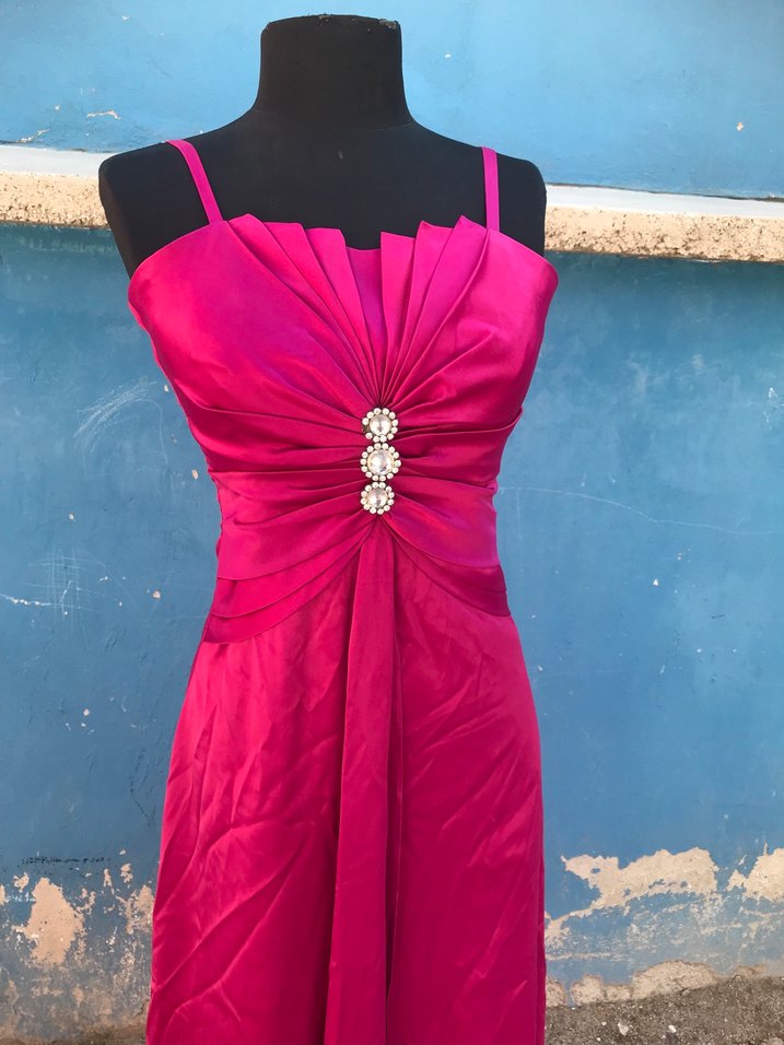 Fuşya Drapeli Uzun Abiye Elbise 36 beden - Görsel 5