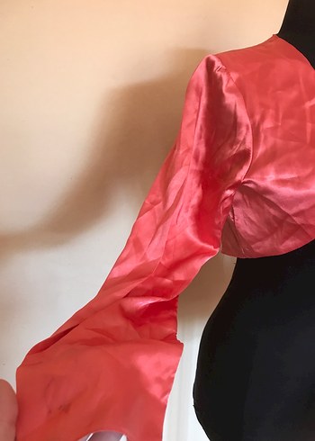 Parlak Nar Çiçeği Uzun Kollu Bolero - Görsel 5