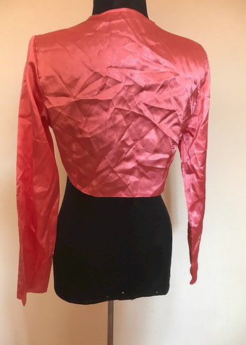 Parlak Nar Çiçeği Uzun Kollu Bolero - Görsel 6