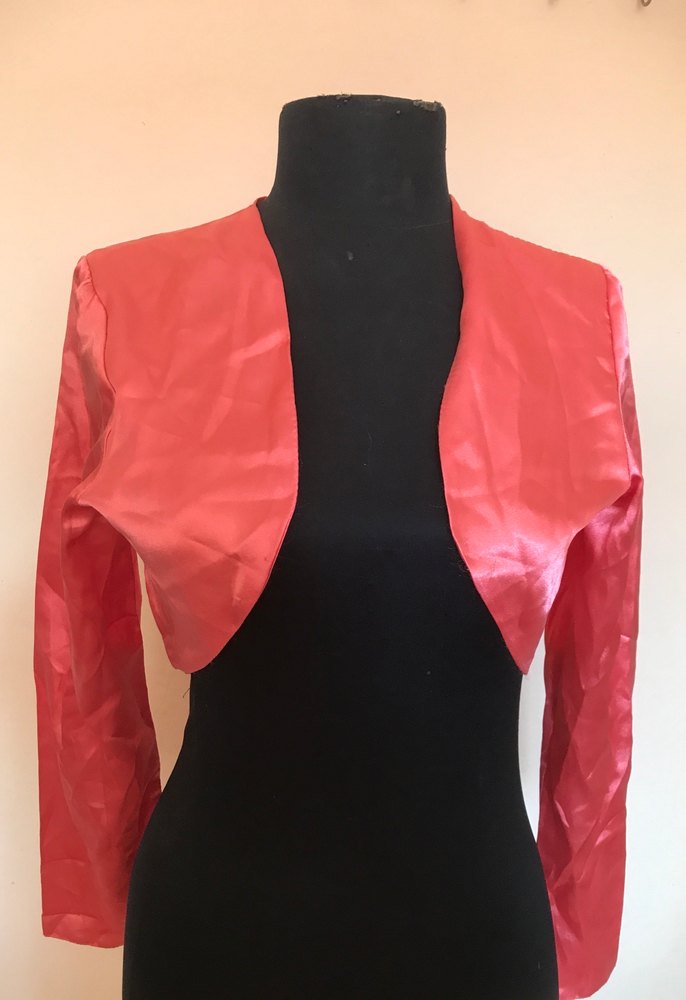 Parlak Nar Çiçeği Uzun Kollu Bolero - Görsel 3