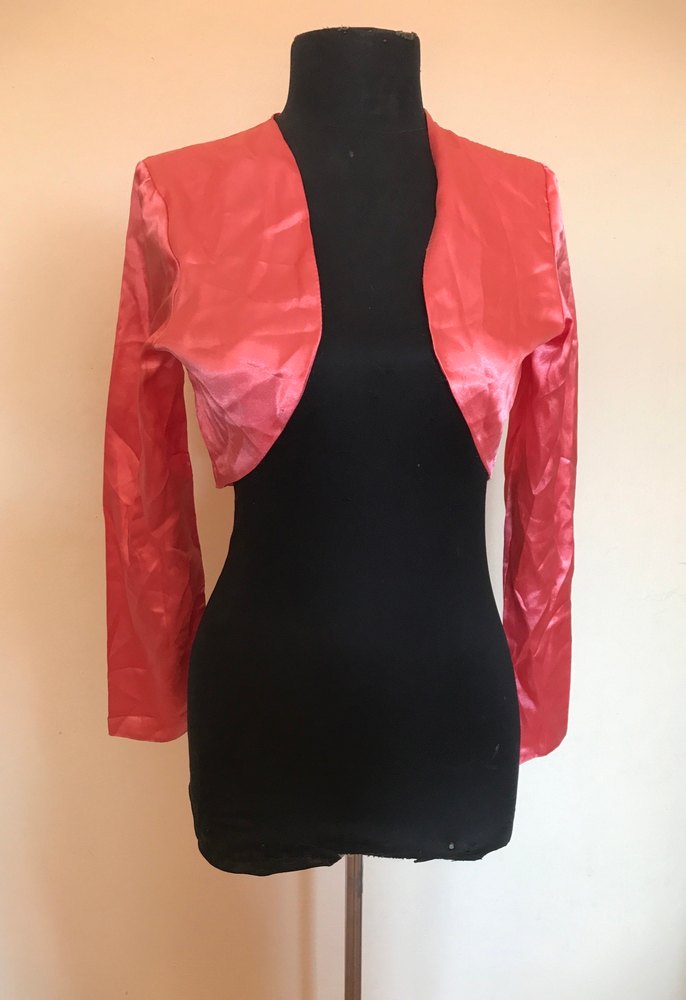 Parlak Nar Çiçeği Uzun Kollu Bolero - Görsel 2