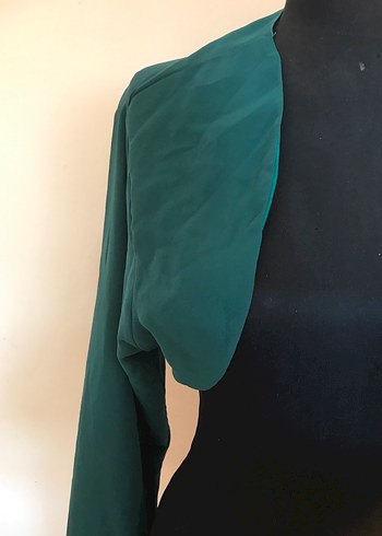 Uzun Kollu Yeşil Şifon Bolero - Görsel 2