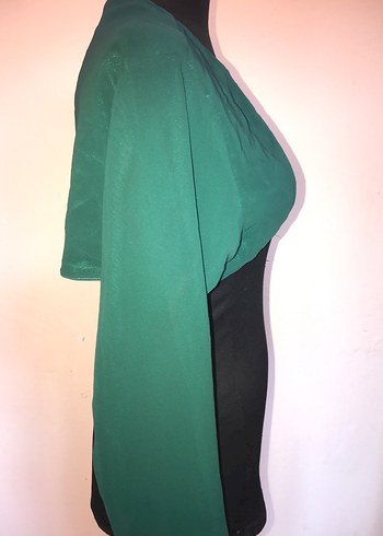 Uzun Kollu Yeşil Şifon Bolero - Görsel 3