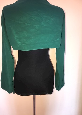 Uzun Kollu Yeşil Şifon Bolero - Görsel 4