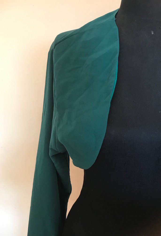 Uzun Kollu Yeşil Şifon Bolero - Görsel 2