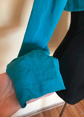 Turkuaz Uzun Kollu S-M Bolero - Görsel 5