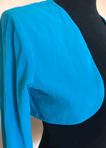 Turkuaz Uzun Kollu S-M Bolero - Görsel 4