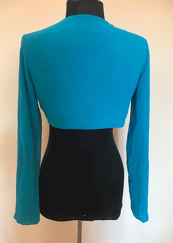 Turkuaz Uzun Kollu S-M Bolero - Görsel 6