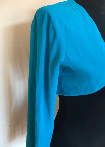 Turkuaz Uzun Kollu S-M Bolero - Görsel 3