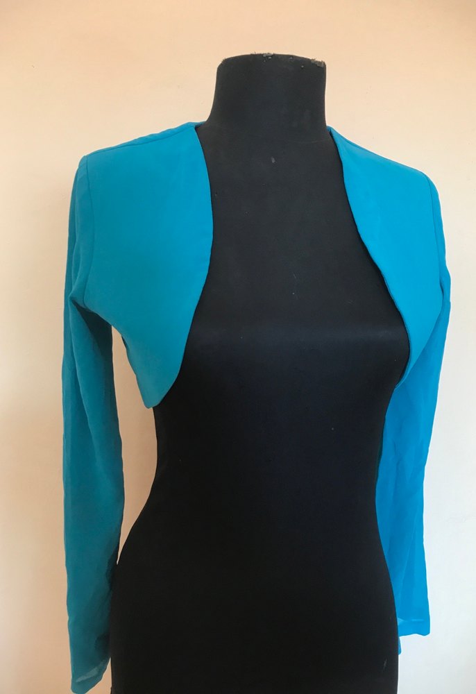 Turkuaz Uzun Kollu S-M Bolero - Görsel 2