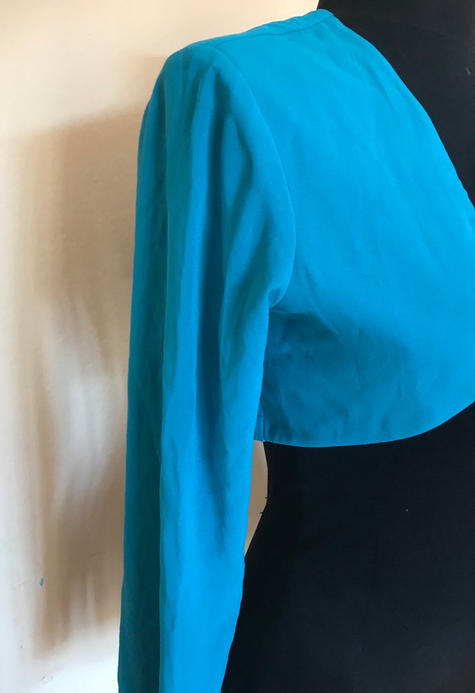 Turkuaz Uzun Kollu S-M Bolero - Görsel 3