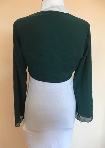 44 beden Yeşil Uzun Kollu Bolero - Görsel 5