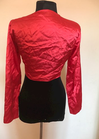 Kızlar için Parlak Kırmızı Uzun Kollu Bolero - Görsel 5