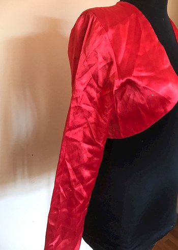 Kızlar için Parlak Kırmızı Uzun Kollu Bolero - Görsel 4