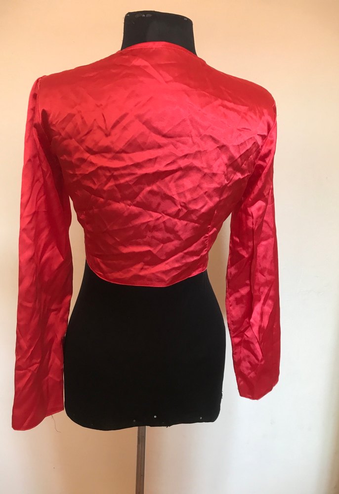 Kızlar için Parlak Kırmızı Uzun Kollu Bolero - Görsel 5