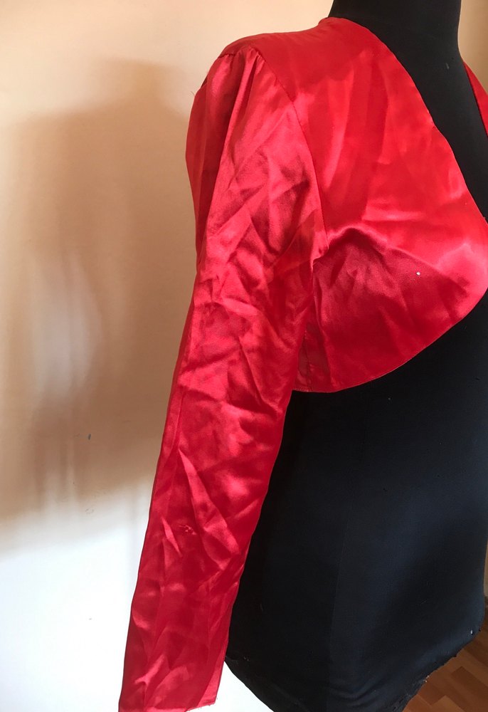 Kızlar için Parlak Kırmızı Uzun Kollu Bolero - Görsel 4