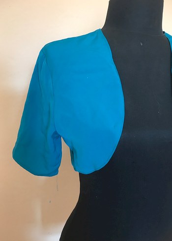 Turkuaz Kısa Kollu Bolero - Görsel 2