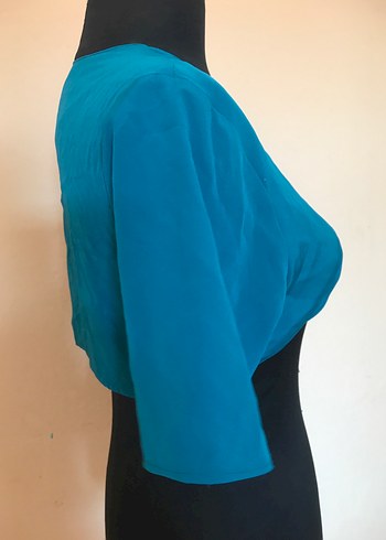 Turkuaz Kısa Kollu Bolero - Görsel 3