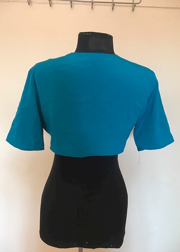 Turkuaz Kısa Kollu Bolero - Görsel 6