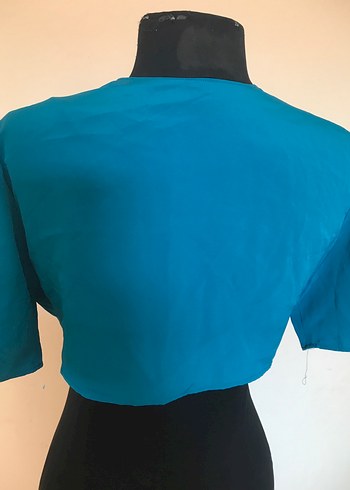 Turkuaz Kısa Kollu Bolero - Görsel 5