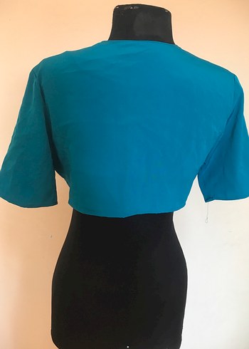 Turkuaz Kısa Kollu Bolero - Görsel 4