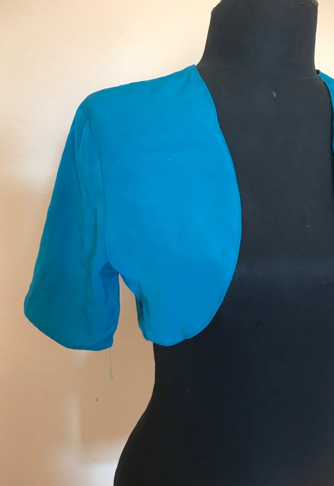 Turkuaz Kısa Kollu Bolero - Görsel 2