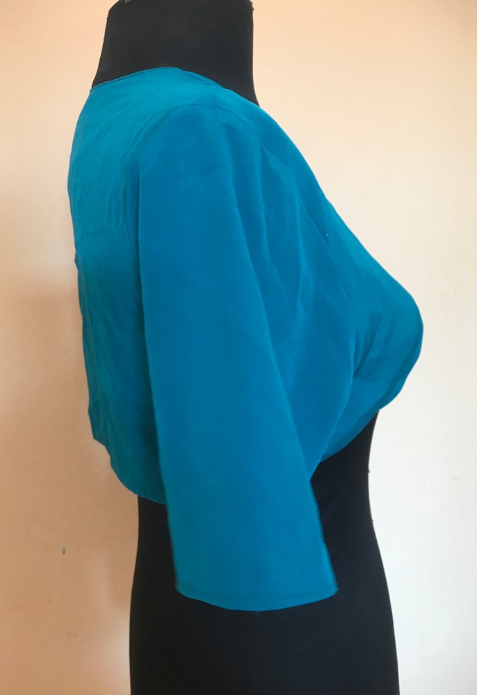 Turkuaz Kısa Kollu Bolero - Görsel 3