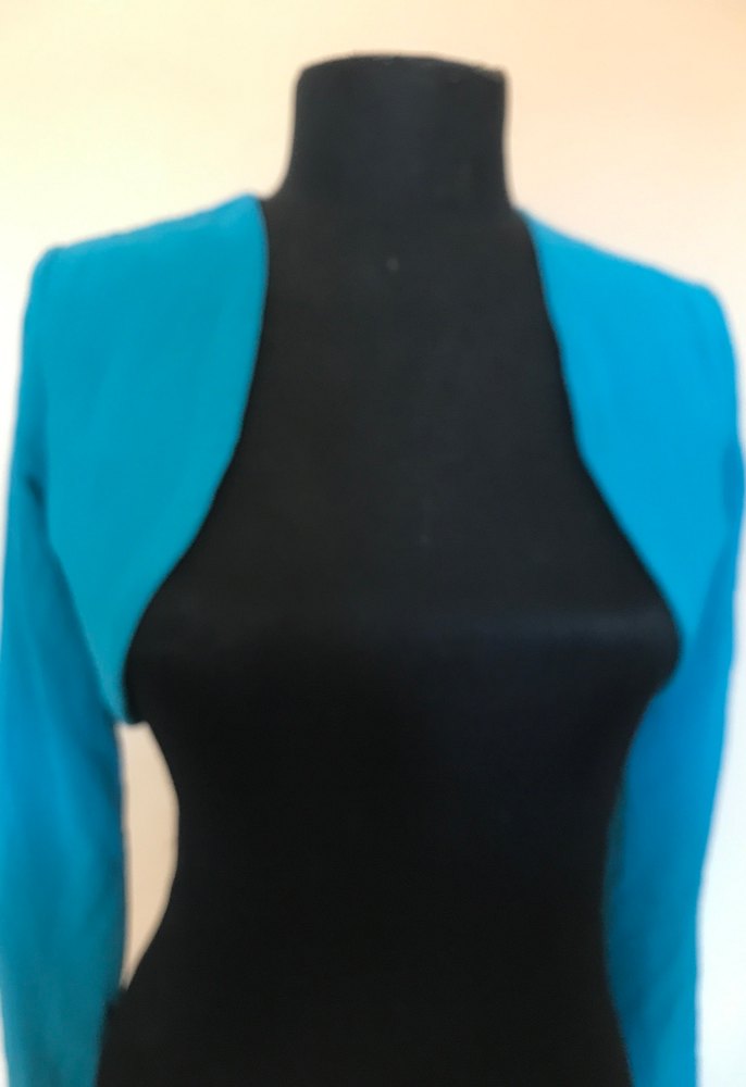 Turkuaz Uzun Kollu Şifon Bolero - Görsel 2