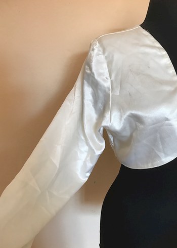 Kırık Beyaz Saten Bolero - Görsel 2