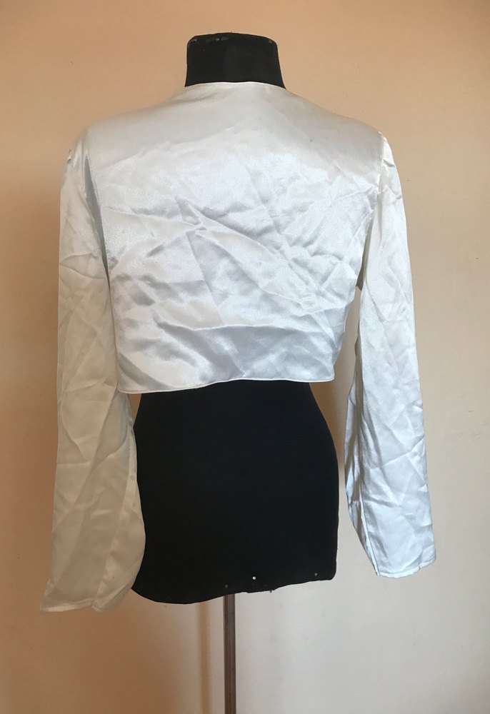 Kırık Beyaz Saten Bolero - Görsel 4