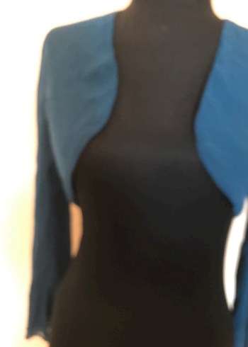 Koyu Mavi Drapeli Şifon Bolero - Görsel 2