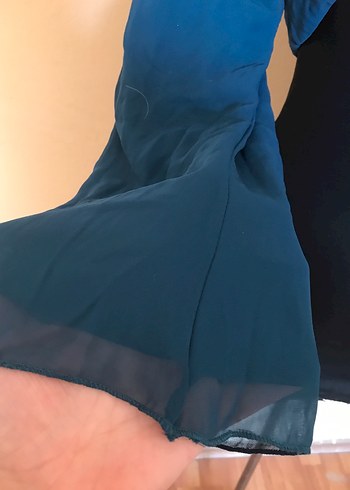 Koyu Mavi Drapeli Şifon Bolero - Görsel 4