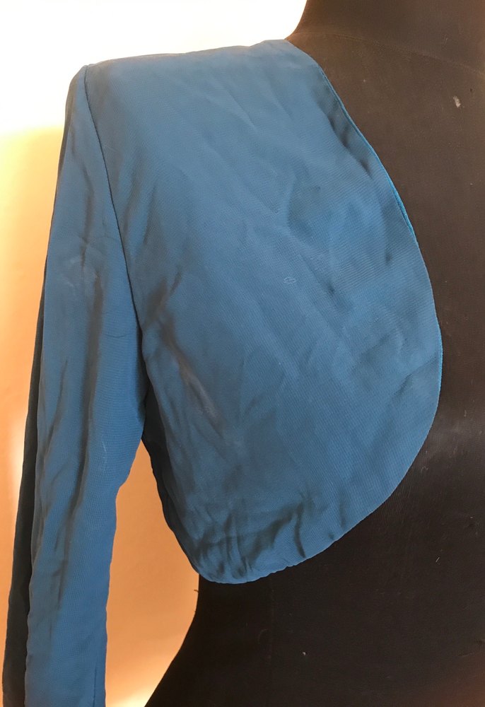 Koyu Mavi Drapeli Şifon Bolero - Görsel 3