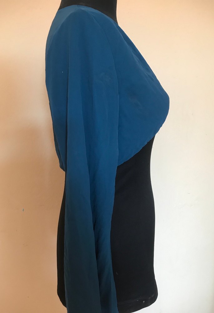 Koyu Mavi Drapeli Şifon Bolero - Görsel 5